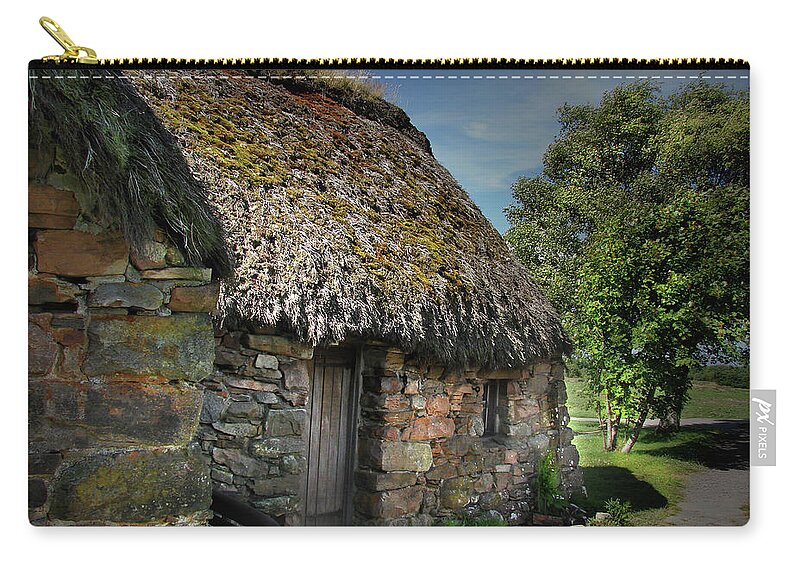 Scotland Zip Pouch featuring the digital art Leanach Farmhouse Culloden Moor by Vicki Lea Eggen
