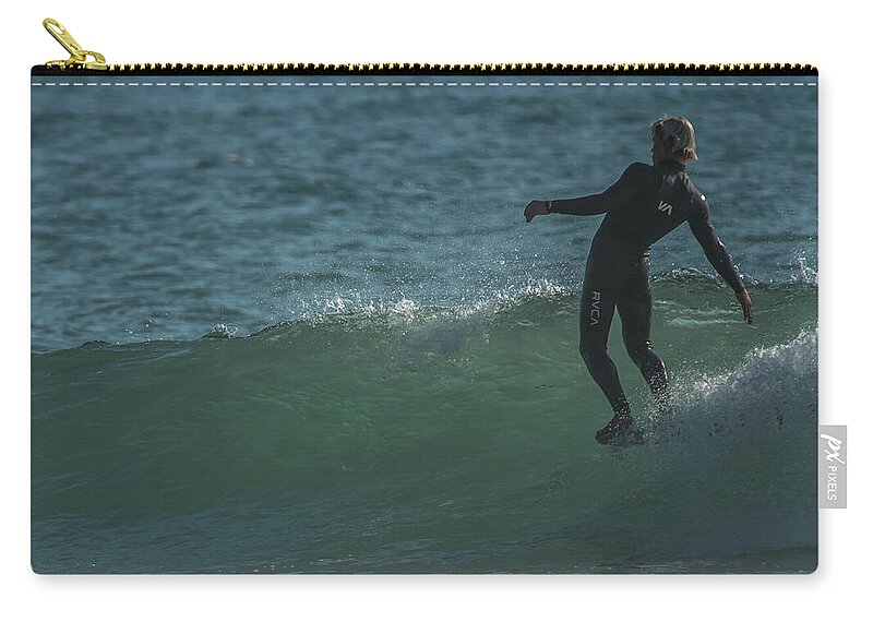 Surfer Zip Pouch featuring the photograph Leaning In by Bruce Pritchett