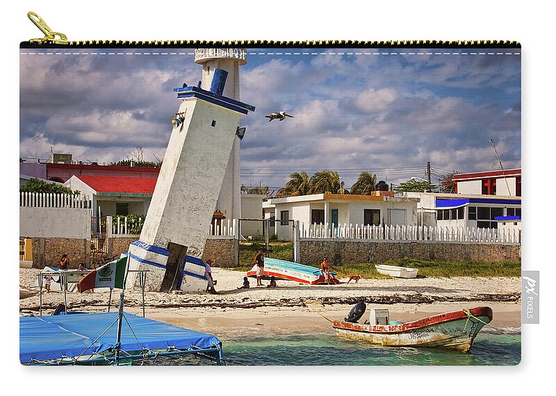 Lighthouse Carry-all Pouch featuring the photograph Leaning lighthouse by Tatiana Travelways