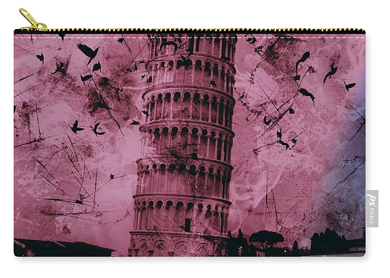 Leaning Tower Of Pisa Zip Pouch featuring the digital art Leaning Tower of Pisa 16 by Marina McLain