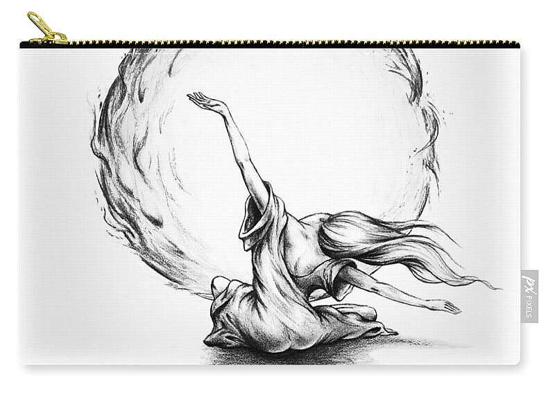 Flight Zip Pouch featuring the drawing Learning to Fly by Lucy West