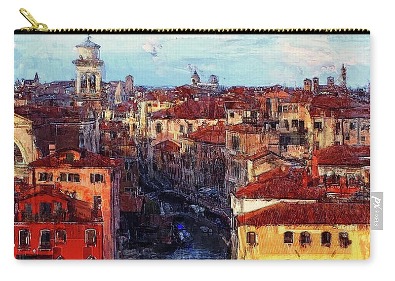 Venice Italy Zip Pouch featuring the digital art Leaving Venice by Looking Glass Images