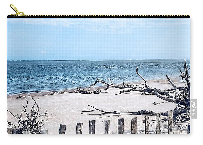 Landscape Zip Pouch featuring the photograph Left Beside The Sea by Carol Riddle