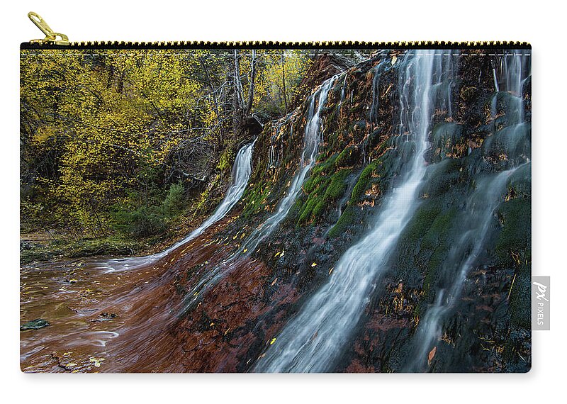 Waterfall Carry-all Pouch featuring the photograph Left Fork Waterfall by Wesley Aston