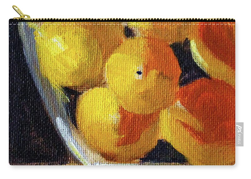 Citrus Fruit Painting Zip Pouch featuring the painting Lemon Bowl by Nancy Merkle