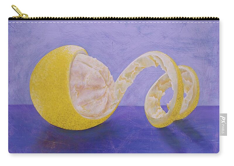Lemon Zip Pouch featuring the painting Lemon Peel Twist by Emily Page