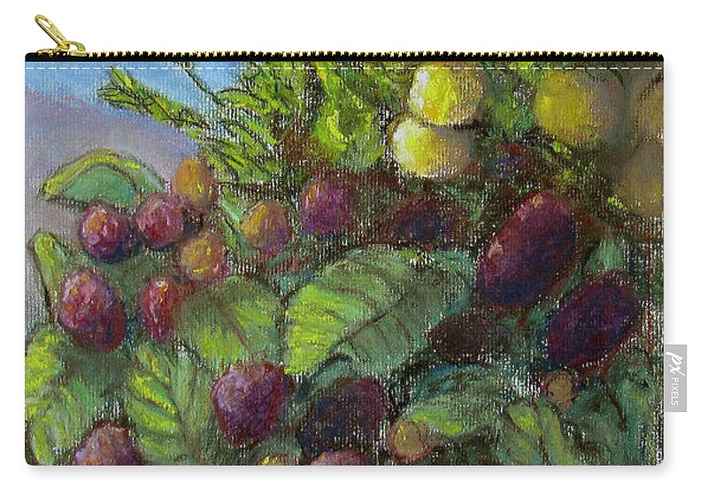 Lemon Zip Pouch featuring the painting Lemons and Berries by Laurie Morgan