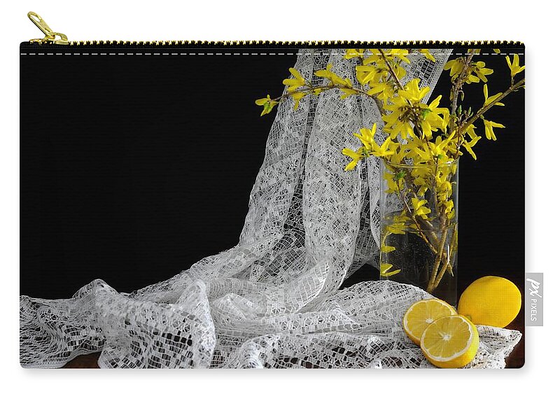 White Lace Zip Pouch featuring the photograph Lemons'n Lace by Diana Angstadt