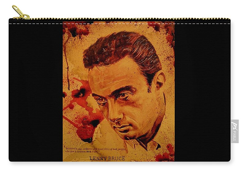 Ryan Almighty Zip Pouch featuring the painting LENNY BRUCE fresh blood by Ryan Almighty