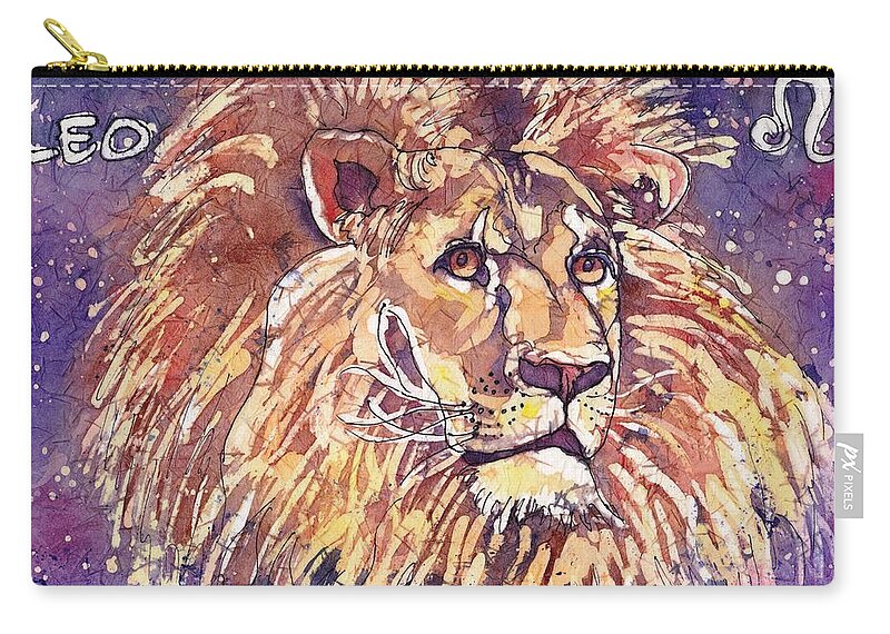Zodiac Carry-all Pouch featuring the painting Leo by Ruth Kamenev