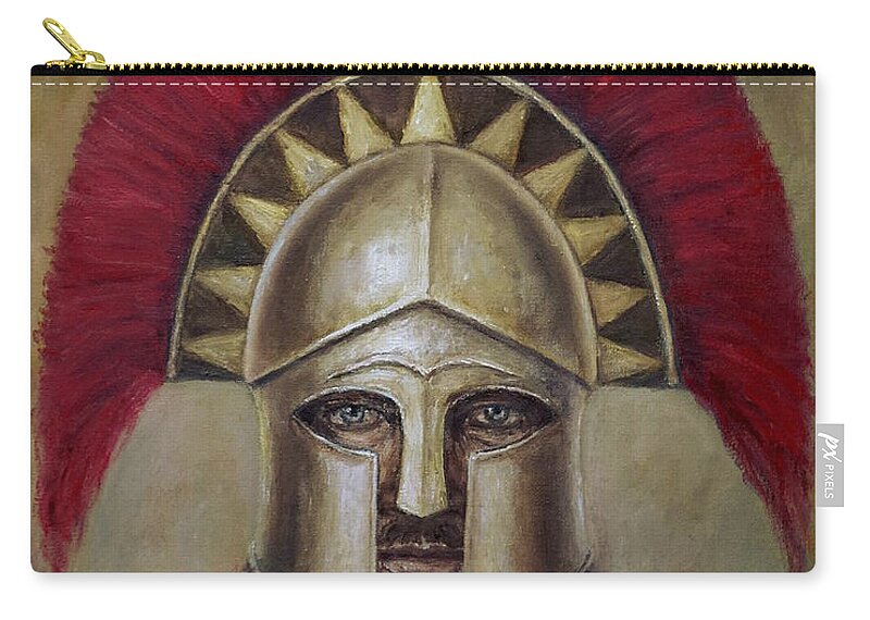 Warrior Zip Pouch featuring the painting Leonidas I by Arturas Slapsys