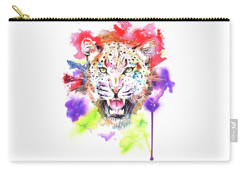 Leopard Zip Pouch featuring the painting Leopard by Isabel Salvador