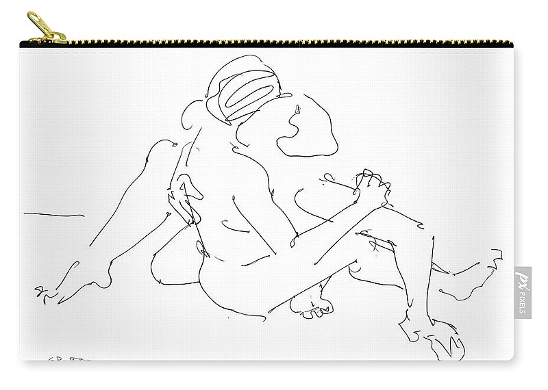 Lesbian Zip Pouch featuring the drawing Lesbian Art 2 by Gordon Punt