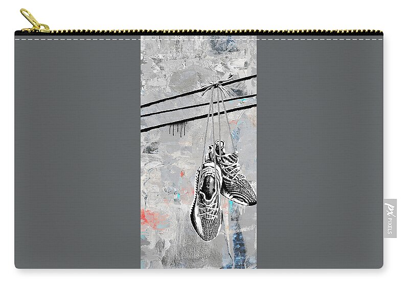 Yeezy Zip Pouch featuring the digital art Let the Zebra Hang by Canvas Cultures