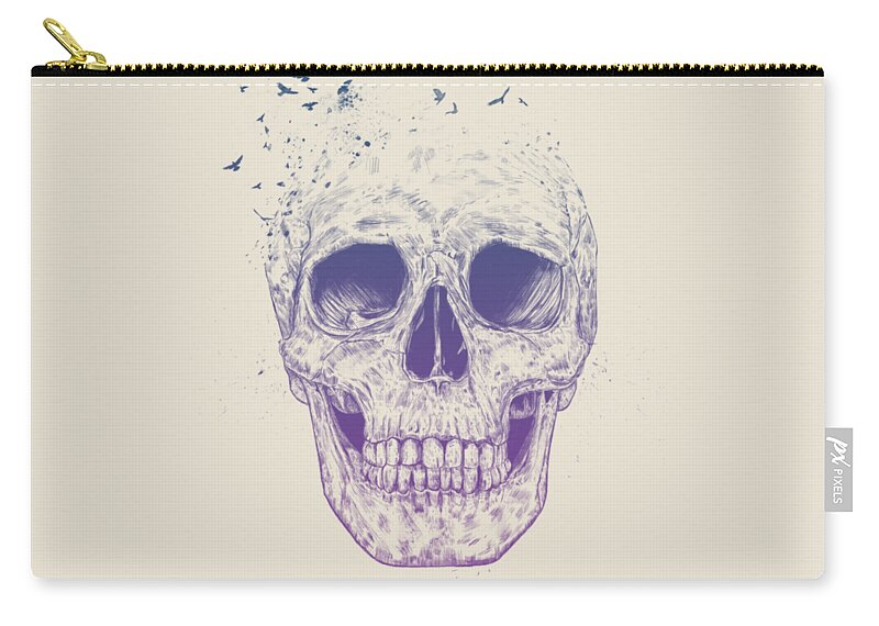 Skull Carry-all Pouch featuring the mixed media Let them fly by Balazs Solti