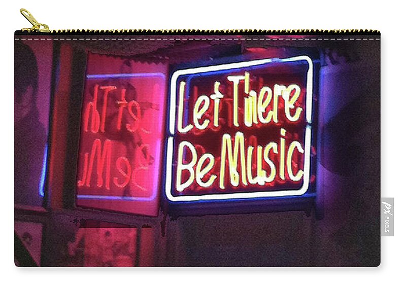 Neon Sign Zip Pouch featuring the photograph Let There Be Music by Steve Karol