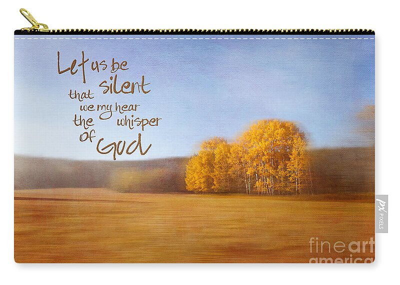 Golden Zip Pouch featuring the photograph Let us be Silent by Beve Brown-Clark Photography