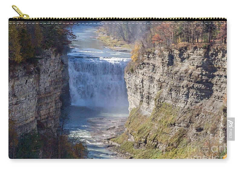 Letchworth Zip Pouch featuring the photograph Letchworth Middle Falls by William Norton