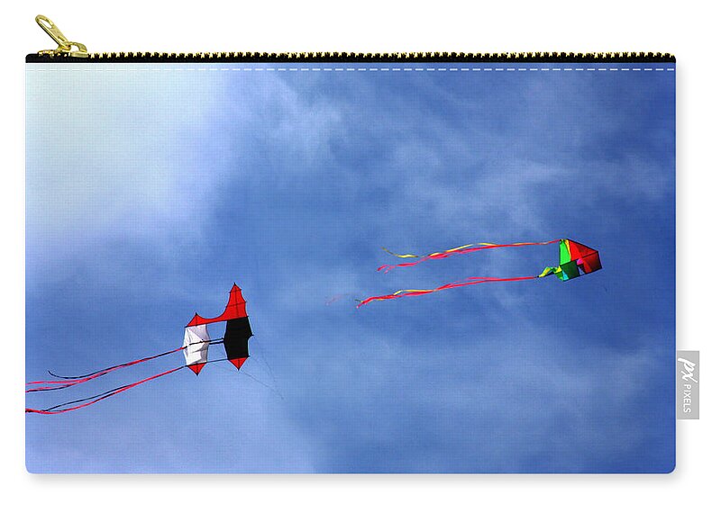 Kites Zip Pouch featuring the photograph Let's Go Fly 2 Kites by Marie Jamieson
