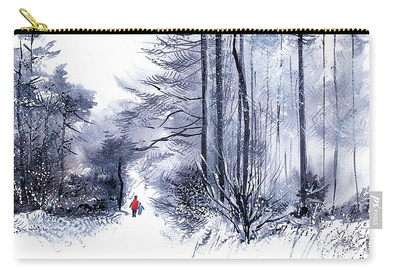 Nature Zip Pouch featuring the painting Let's go for a walk 2 by Anil Nene