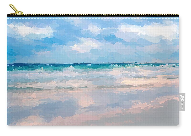 Anthony Fishburne Zip Pouch featuring the mixed media Lets go to the beach by Anthony Fishburne