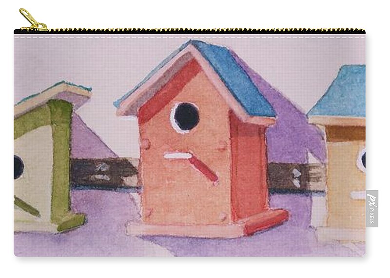 Birds Zip Pouch featuring the painting Let's Rent by Mary Ellen Mueller Legault