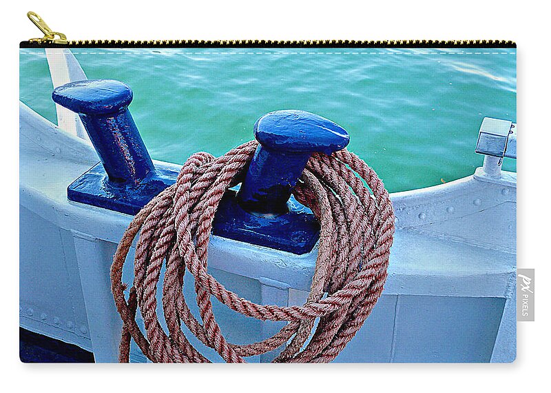 Boat Zip Pouch featuring the photograph Let's Sail Away by Barbara Zahno