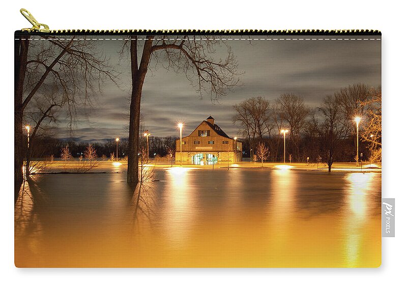 Main Street Zip Pouch featuring the photograph Lewis and Clark Boathouse by Steve Stuller