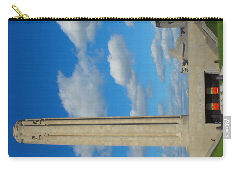 Liberty Memorial Zip Pouch featuring the photograph Liberty Memorial on a Perfect Day by Michael Oceanofwisdom Bidwell