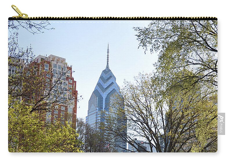 Liberty Zip Pouch featuring the photograph Liberty Place and Rittenhouse Square in the Spring by Bill Cannon
