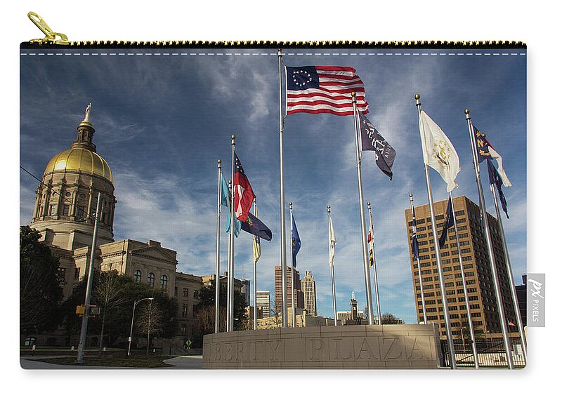 Atlanta Zip Pouch featuring the photograph Liberty Plaza by Kenny Thomas