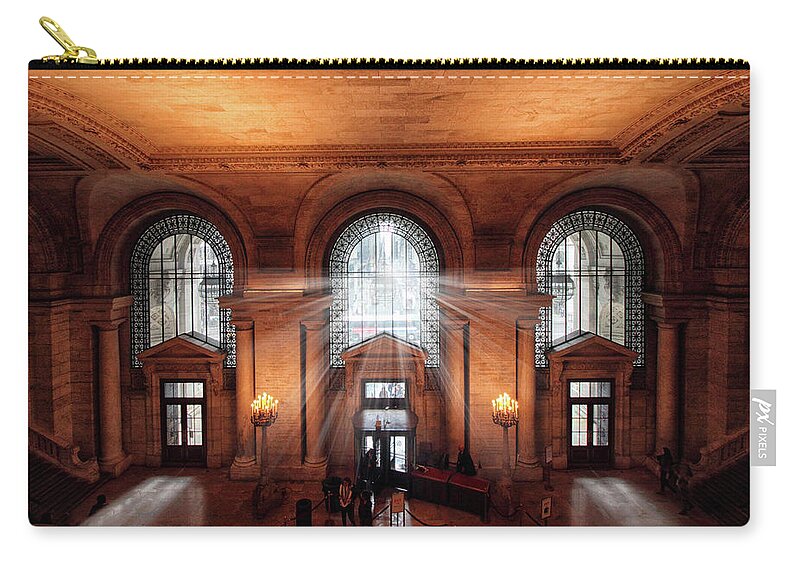 New York Public Library Zip Pouch featuring the photograph Library Entrance by Jessica Jenney
