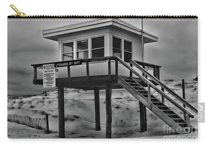 Paul Ward Zip Pouch featuring the photograph Lifeguard Station 2 in black and white by Paul Ward