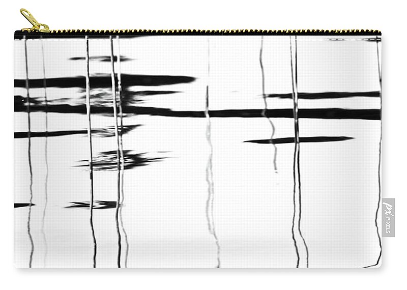 Black And White Zip Pouch featuring the photograph Light And Shadow Reeds Abstract by Debbie Oppermann