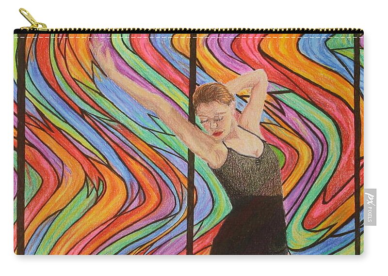 Dancer Zip Pouch featuring the drawing Light, Energy and Grace by Kathy Crockett