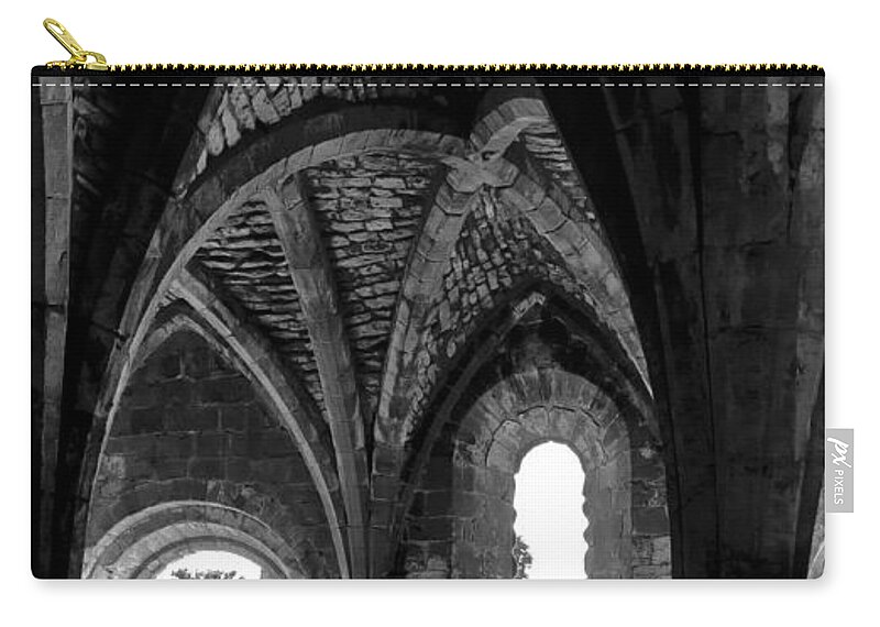 Monochrome Photography Zip Pouch featuring the photograph Light inside the vaults. by Elena Perelman