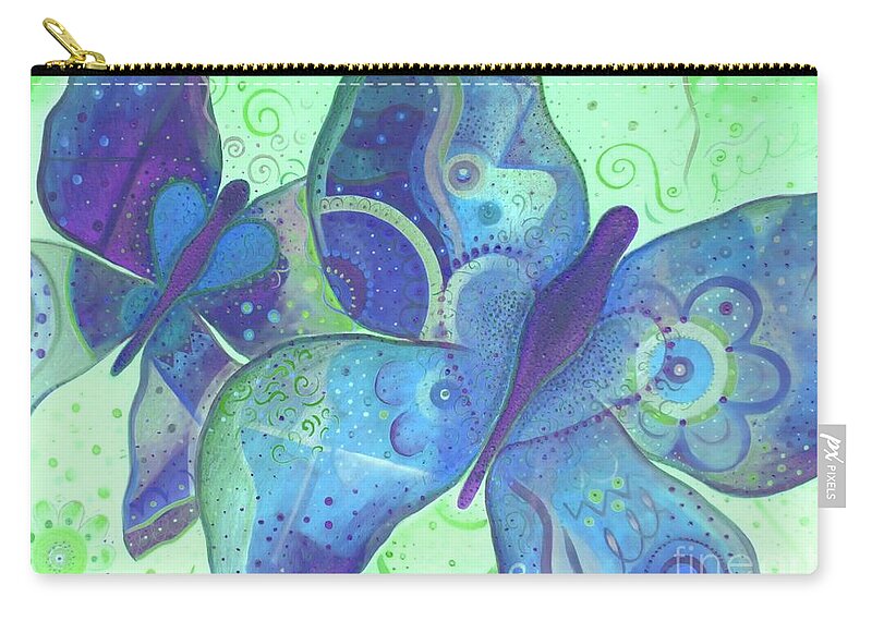 Butterflies Zip Pouch featuring the painting Lighthearted In Blue by Helena Tiainen