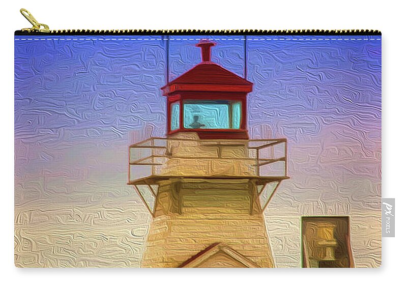 Lighthouse Zip Pouch featuring the painting Lighthouse by Prince Andre Faubert