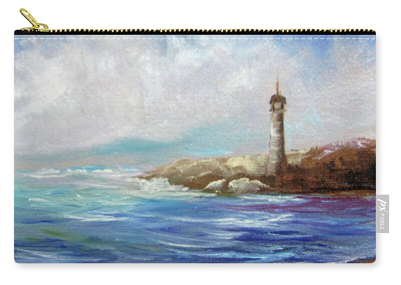 Lighthouse Zip Pouch featuring the painting Lighthouse by Barbara Haviland