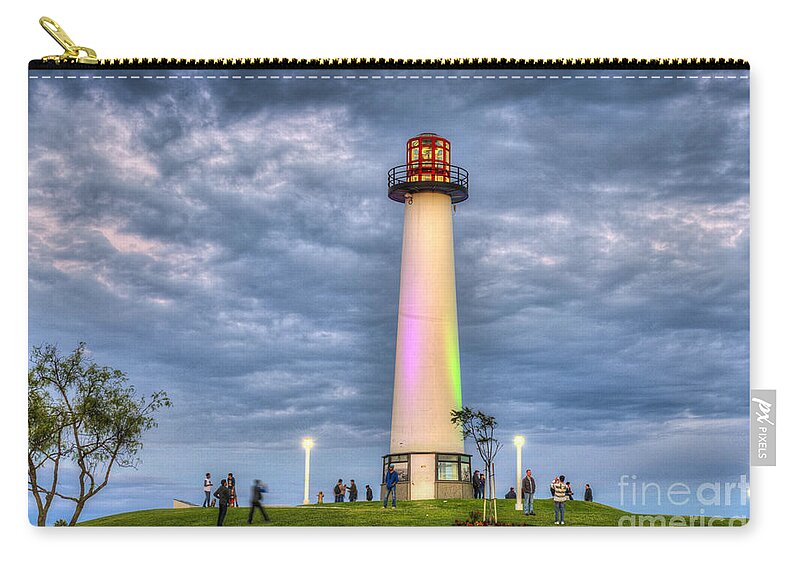 Lighthouse Zip Pouch featuring the photograph Lighthouse Shoreline Park by David Zanzinger