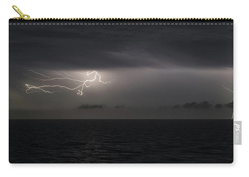 Lightning Zip Pouch featuring the photograph Lightning at Sea II by William Dickman