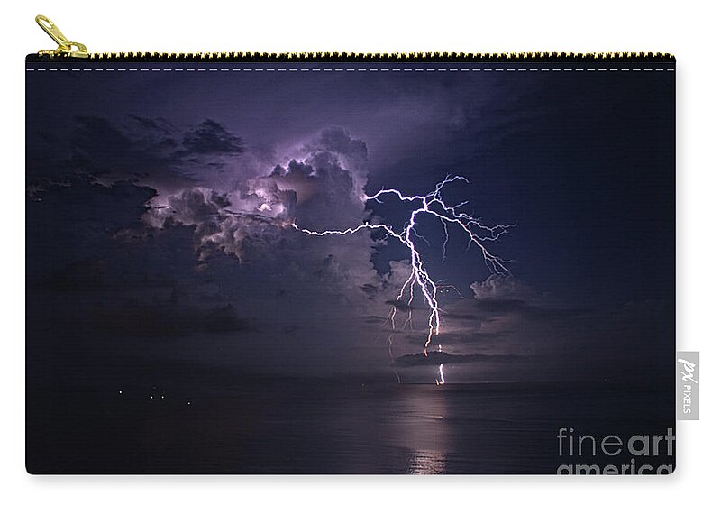Lightning Zip Pouch featuring the photograph Lightning Dancing by Bob Hislop