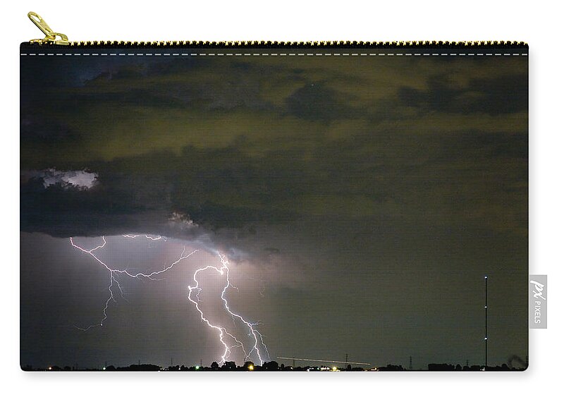 Colorado Lightning Storm Zip Pouch featuring the photograph Lightning Man in the Clouds by James BO Insogna