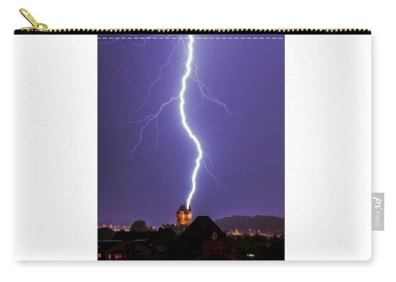 Lightning Zip Pouch featuring the photograph Lightning Strike by Marc Braner