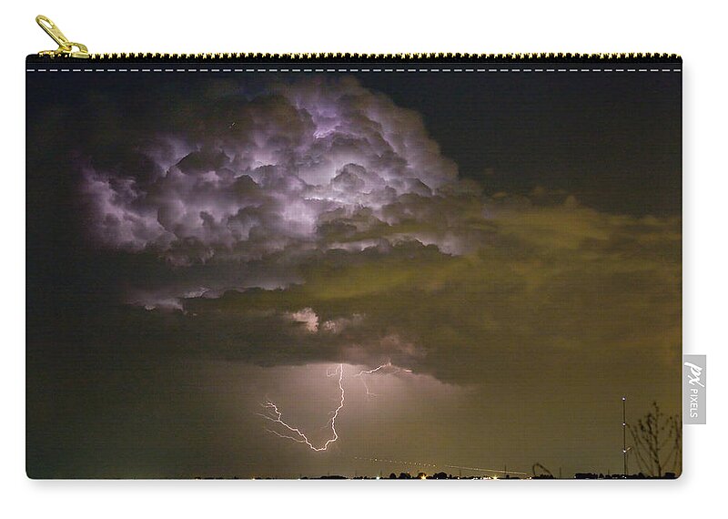 Striking Zip Pouch featuring the photograph Lightning Thunderstorm with a Hook by James BO Insogna