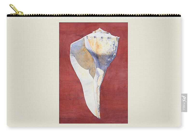 Shell Zip Pouch featuring the painting Lightning Whelk Conch I by Tyler Ryder
