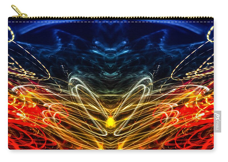 Pattern Zip Pouch featuring the photograph Lightpainting Abstract Symmetry UFA Prints #1 by John Williams