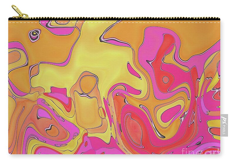Abstract Zip Pouch featuring the digital art Lignes en Folies - 05a by Variance Collections