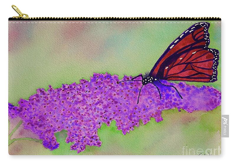  Zip Pouch featuring the painting Lilac and Butterfly by Barrie Stark