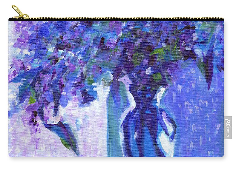 Acrylic Painting Zip Pouch featuring the painting Lilac Rain by Tanya Filichkin
